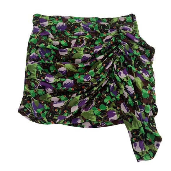 Zara Women’s Faux Wrap Floral Side Ruched Mini Skirt Size Small - Picture 1 of 7